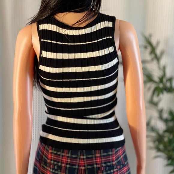 NWT Noisy May‎ Black & White Striped Ribbed Knit Sleeveless Stretch Tank Top XS - Picture 4 of 8
